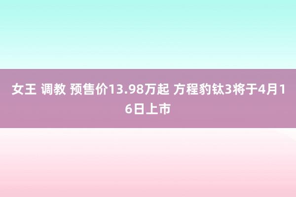 女王 调教 预售价13.98万起 方程豹钛3将于4月16日上市