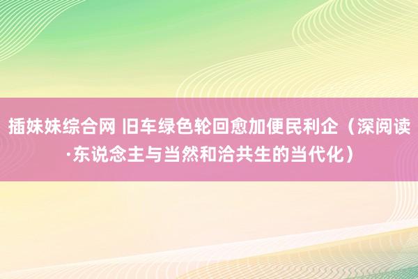 插妹妹综合网 旧车绿色轮回愈加便民利企（深阅读·东说念主与当然和洽共生的当代化）