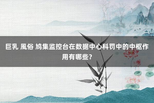 巨乳 風俗 鸠集监控台在数据中心科罚中的中枢作用有哪些？