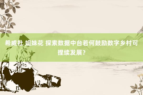 希威社 姐妹花 探索数据中台若何鼓励数字乡村可捏续发展？