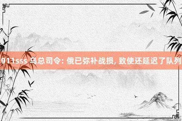911sss 乌总司令: 俄已弥补战损, 致使还延迟了队列