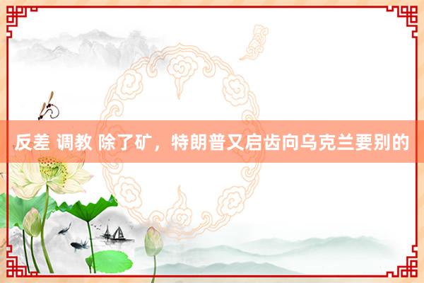 反差 调教 除了矿，特朗普又启齿向乌克兰要别的