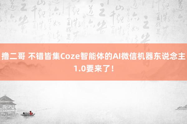 撸二哥 不错皆集Coze智能体的AI微信机器东说念主1.0要来了！